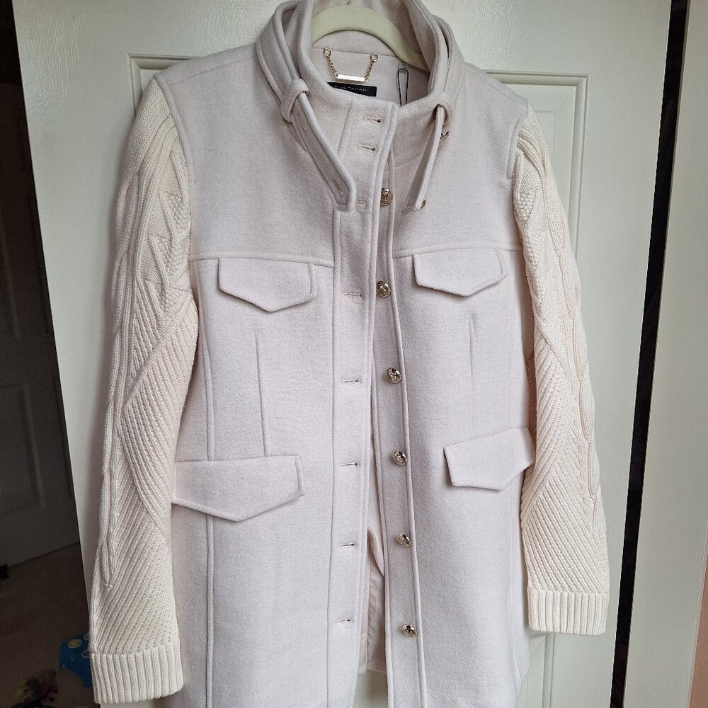 Elie Tahari Mixed Media Utlity Wool Coat M